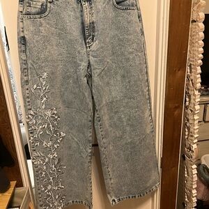 Embroidered Blue Jeans